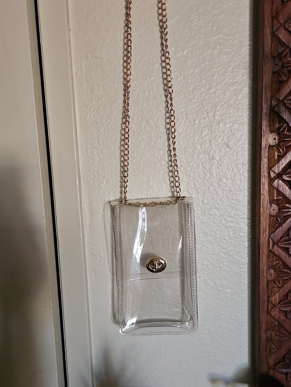Clear Crossbody Phone Bag with Gold Chain